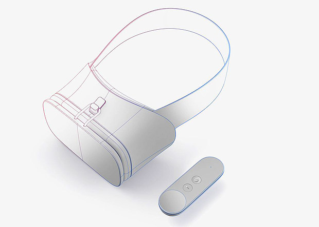 Óculos e joystick para plataforma de realidade virtual do Google