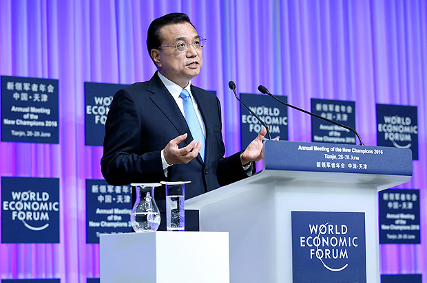 Premi chins, Li Keqiang, discursa durante Frum Econmico Mundial, em Tianjin, China