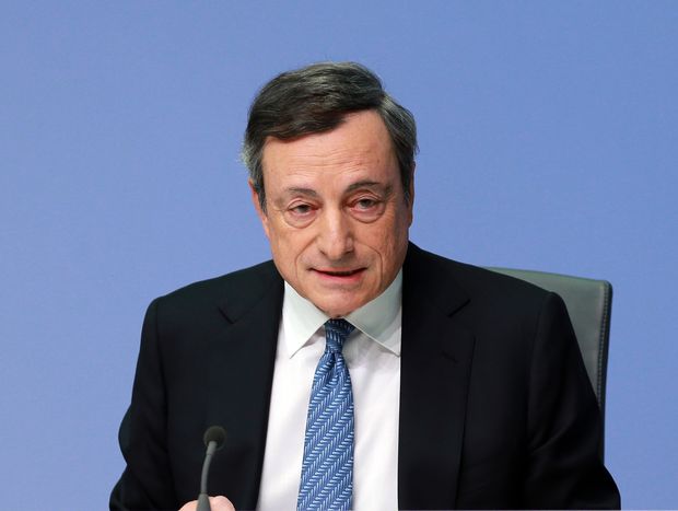 Presidente do Banco Central Europeu, Mario Draghi, em coletiva de imprensa em Frankfurt, Alemanha