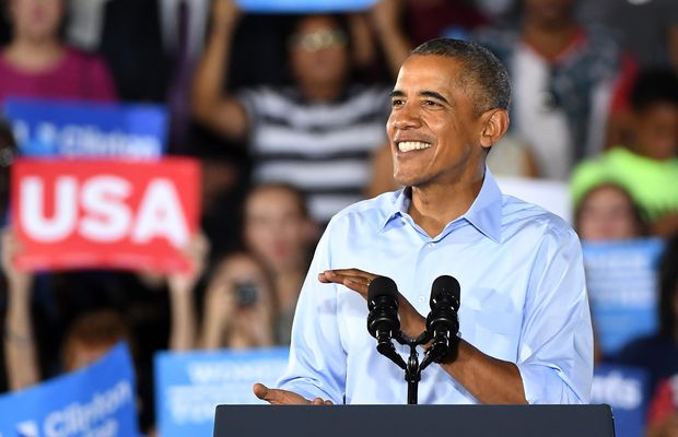 Presidente dos EUA, Barack Obama, durante campanha para candidata democrata Hillary Clinton