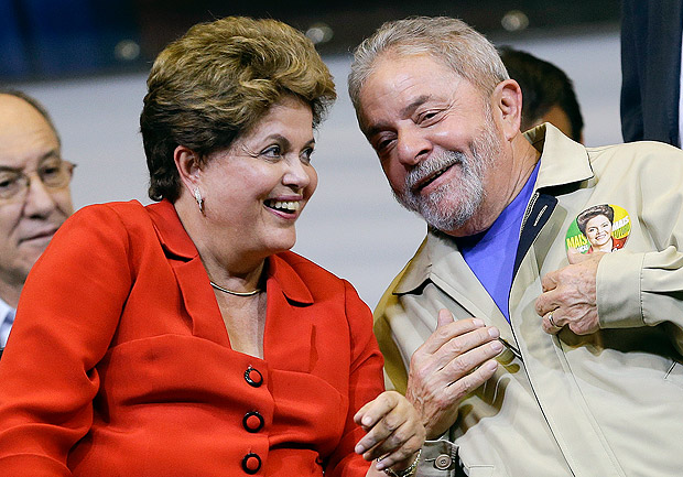 FILE - In this Aug. 7, 2014,file photo, Brazil's President Dilma Rousseff and former Brazilian President Luiz Ignacio Lula da Silva attend an election campaign rally of the Workers Party in Sao Paulo, Brazil. The Party itself is now loosing its luster as President Rousseff faces impeachment proceedings and the country's economy slows down amid continued corruption scandals. (AP Photo/Andre Penner,File) ORG XMIT: XLAT402