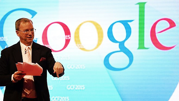 O CEO do Google, Eric Schmidt, em evento da empresa