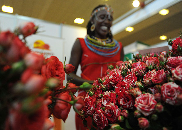 Estande de flores em Nairobi, capital do Qunia