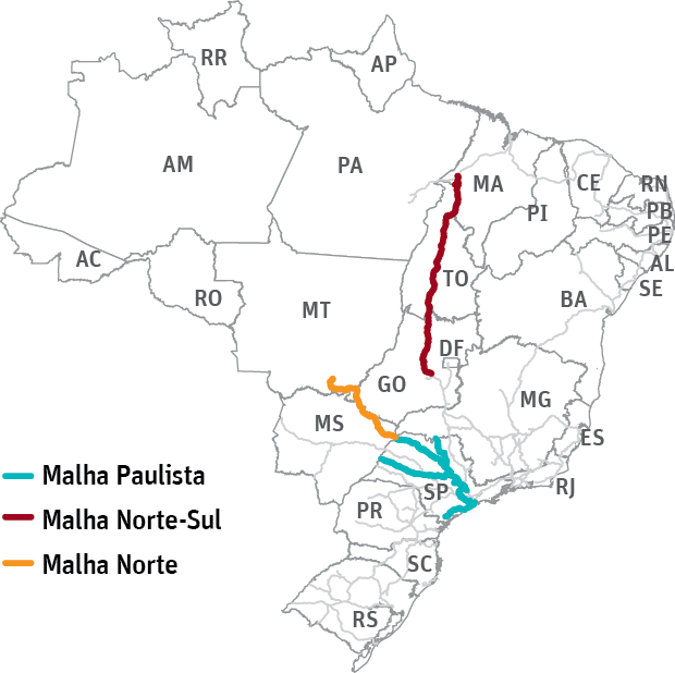 ESTRANGULAMENTO DA NORTE-SUL - Renovao da concesso da Malha Paulista pode afetar outras ferrovias - Malha paulista - Malha norte-sul - Malha norte - ferrovias