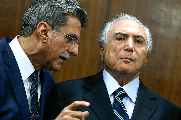 Senador Romero Jucá (esq.) e o presidente Michel Temer