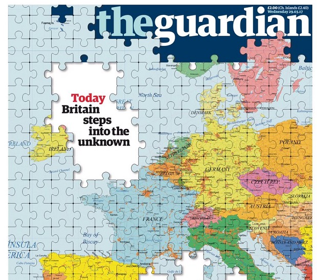 Capa do "The Guardian" no dia 29 de maro de 2017