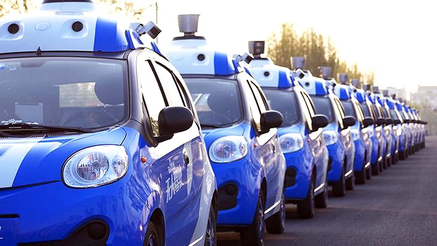 Frota de carros autnomos da Baidu em testes na China