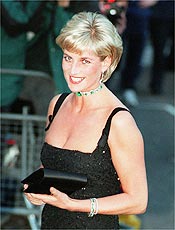 A princesa Diana, morta em um acidente em 31 de agosto de 1997