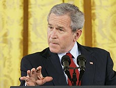 O presidente americano, George W. Bush, durante coletiva de imprensa nos EUA