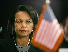 A secretria de Estado americana, Condoleezza Rice, durante reunio no Egito