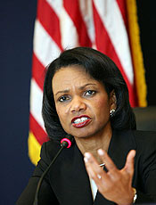 A secretria de Estado dos Estados Unidos, Condoleezza Rice