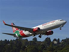 Imagem fornecida pela Boeing Aircraft mostra um 737-800 da empresa Kenya Airways