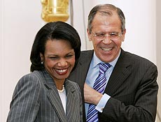 Condoleezza Rice e Sergey Lavrov chegam para entrevista coletiva hoje em Moscou