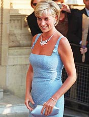 A princesa Diana, morta em um acidente de carro em Paris em 31 de agosto de 1997