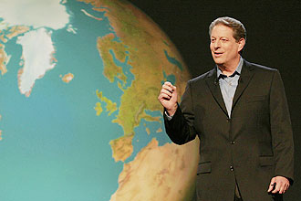 O ex-vice presidente dos EUA, Al Gore, em cena de seu documentário "Uma Verdade Inconveniente", sobre mudanças climáticas