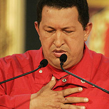 O presidente da Venezuela, Hugo Chavez, durante entrevista no palcio de Miraflores