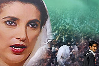 Cartaz com foto da ex-premi Benazir Bhutto; policiais britnicos chegam ao Paquisto para ajudar nas investigaes sobre a morte