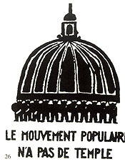 Cartaz estudantil: "O movimento popular no possui templo"