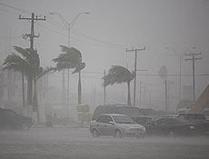Ventos fortes do furacão Dolly golpeam árvores e carros em Matamoros, no México