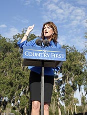 Sarah Palin, candidata a vice republicana, hoje na Flórida