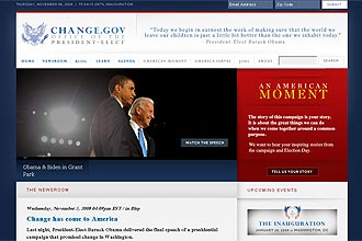 No site "Change.gov", Obama apresenta plano de governo e convida internauta a mandar sugestões e relatos da posse