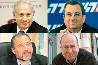Netanyahu, Barak, Yaalon e Lieberman (no sentido horrio); <br>veja o perfil dos principais nomes do novo governo de Israel