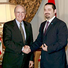 George Mitchell (esq) se rene em Beirute com Saad Hariri, parlamentar libans