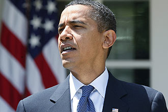 Barack Obama realiza discurso no jardim da Casa Branca, em Washington, nesta sexta; ele defendeu acordo com a Colmbia