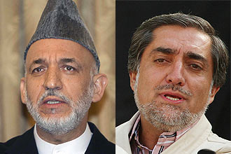 Presidente do Afeganisto, Hamid Karzai (esq.), prossegue liderando apuraes das eleies, frente a Abdullah Abdullah (dir.) 