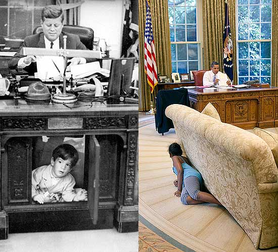 Foto de Barack Obama com a filha no Salo Oval evoca imagem da famlia presidencial Kennedy na Casa Branca