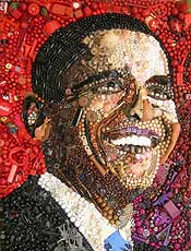 Retrato do americano Barack Obama produzido pela artista