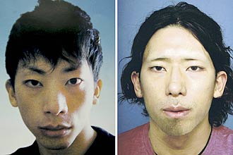 Suspeito de matar professora inglesa em 2007, Tatsuya Ichihashi  mostrado em fotos antes ( esq.) e depois de cirurgias plsticas