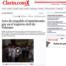 Site do jornal "El Clarn" publica vdeo da manifestao feita no cartrio portenho