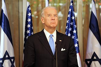 Vice dos EUA, Joe Biden, durante visita a Israel; anncio de construo de casas causou crise