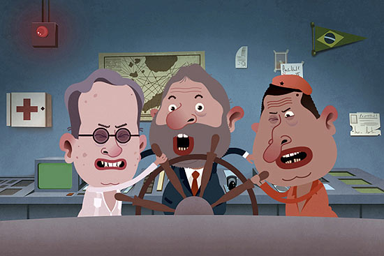 Animação satiriza o presidente colombiano, Alvaro Uribe, o brasileiro Lula e o venezuelano Hugo Chávez