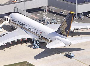 Avião A380 da Singapore Airlines, em Toulouse, França