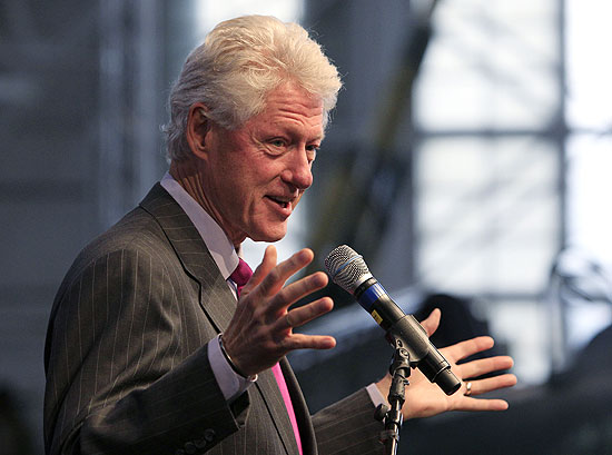 O ex-presidente americano Bill Clinton (1993-2001) discursa num evento da campanha democrata nesta semana