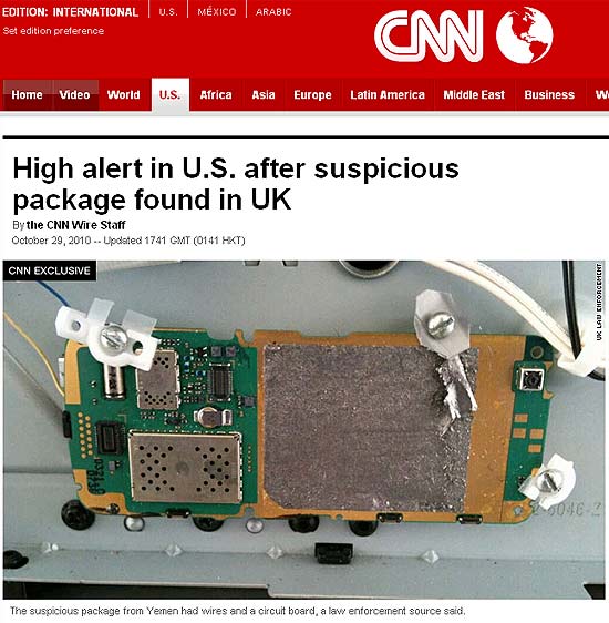 Cartucho de tinta para impressora alterado disparou alerta em avio de cargas no Reino Unido, informa CNN