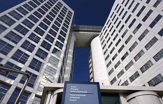 Entrada do Tribunal Penal Internacional, em Haia, que julga crimes de guerra e contra humanidade