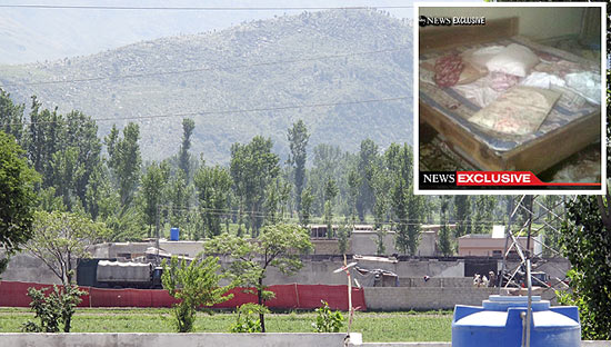 Montagem mostra o complexo residencial onde Bin Laden morava e uma das camas; assista imagens do local