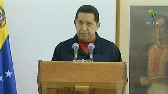 Imagem de TV do pronunciamento de Chávez na Venezuela; ele diz que foi diagnosticado com câncer