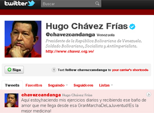 Em sua conta no Twitter, Hugo Chvez envia mensagem para a juventude venezuelana