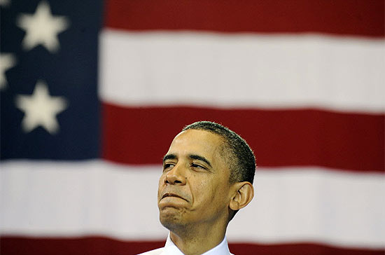 O presidente dos EUA, Barack Obama, discursa na Universidade de Maryland sobre deficit nas contas públicas