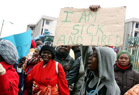 Manifestação na Suazilândia, onde há grande proporção de pessoas infectadas pelo vírus da Aids 