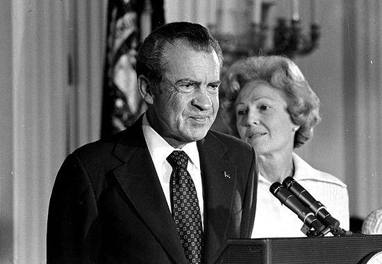 O ex-presidente norte-americano Richard Nixon e sua mulher, Pat Nixon