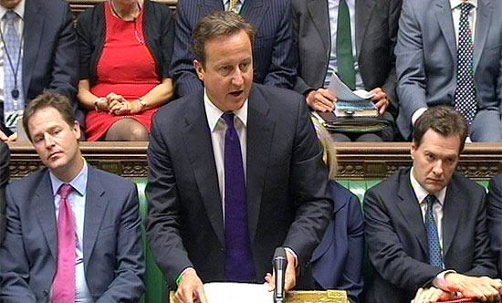 Premi britnico, David Cameron, faz declarao no Parlamento e anuncia compensao s vtimas
