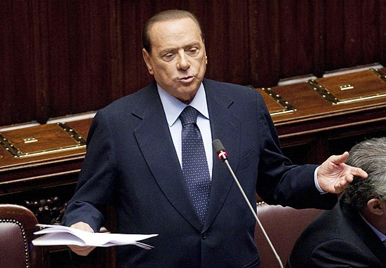 O primeiro-ministro italiano, Silvio Berlusconi, durante discurso no Parlamento em outubro