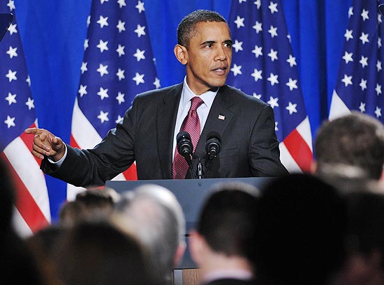 O presidente dos EUA, Barack Obama, fala durante evento eleitoral para doadores de campanha em Nova York