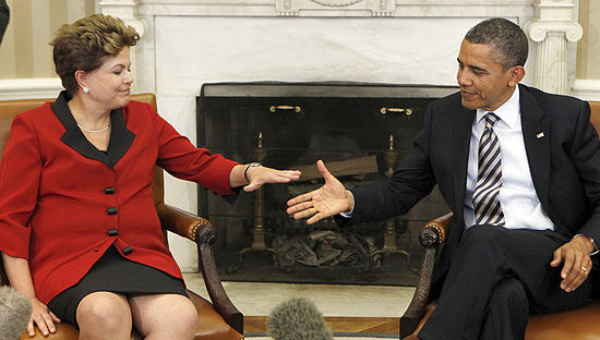 A presidente Dilma voltou a tocar na questão cambial durante reunião com Obama na Casa Branca 