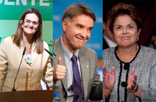 A presidente da Petrobras, Graças Silva Foster; Eike Batista, dono do grupo EBX; a presidente Dilma Rousseff